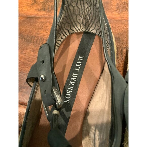 Matt Bernson Anthropologie Tan Hair T-Strap Flats W/ Ankle Buckle, Size 7 (US) - Picture 3 of 7